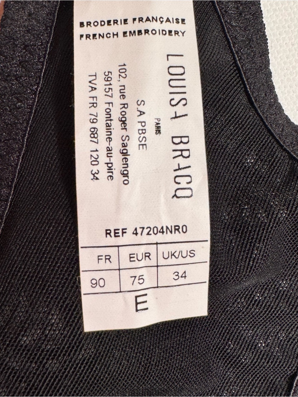 ⁠Louisa Bracq Black Lace Sheer Unlined Underwire Bra Decorative Flower Size 34E⁠ - Picture 6 of 8